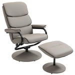 Faux Leather Recliner Chair with Ottoman, 135° Adjustable Backrest