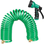Relaxdays - tuyau d'arrosage spirale, long jusqu'à 10 m, tuyau d'eau flexible avec pistolet, réglable avec 7 modes, vert