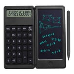 Funien Writing Tablet, Foldable Calculator & 6 Inch LCD Writing Tablet Digital Drawing Pad 12 Digits Display with Stylus Pen Erase Button for Children Adults Home Office School Use