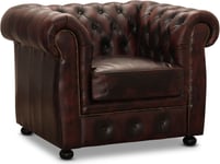 Skånska Möbelhuset Dublin Chesterfield fåtölj Oxblod läder