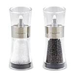 Cole & Mason Flip 180 Chrome Salt and Pepper Mill Set, Adjustable Coarseness, Ceramic Mechanism, Acrylic, 154 mm, Filled Salt and Pepper Grinders