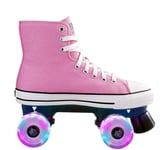 Roller Skates Men's and Women's Pink High-top Double Row Adjustable Illuminated Wheels,41