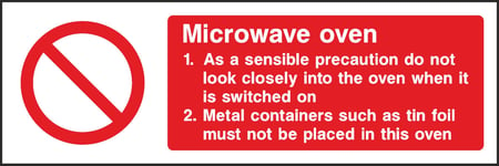 [WOOTTON INDUSTRIES LIMITED UK] 200mmx66mm Microwave Sign [Sticker Self Adhesive Vinyl] Hotel Catering Cafe Food Processing Hygiene Kitchen Safety