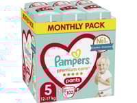 Pampers Premium Buksebleer Størrelse 5, 12-17Kg, 102 Stk.