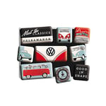 Nostalgic Art Retro-Style Fridge Magnets, VW Meet The Classics – Gift idea for Volkswagen fans, Magnet set for notice board, vintage design, 9 pieces