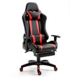 Chaise gaming SVITA Chaise de bureau Chaise pivotante repose-pieds ergonomique noir rouge