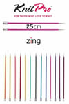 Knitpro Zing Straight / Single Point Knitting Needles - 25cm Length - All Sizes