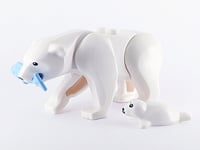 Lego Polar Bear with Baby Seal Pup + Blue Fish Arctic Minifigure Set
