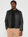 BOSS Mapson3 Leather Jacket, Black, Size 54=Uk44, Men