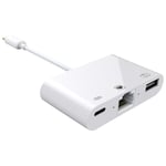 Adapter 3-in-1 Lightning til RJ45 Ethernet, USB, Lightning - Hvit