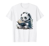 Cute anime baby polar bear sitting reading library book art T-Shirt