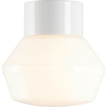 Tak- och vägglampa Classic vit, blank opal E27