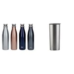 Bundle of Built Perfect Seal Leakproof Large Water Bottle/Thermal Flask Stainless Steel, 740 ml + Built Insulated Travel Mug/Vacuum Flask, Stainless Steel, 590 ml (20 oz) - Silver