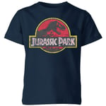 Jurassic Park Logo Vintage Kids' T-Shirt - Navy - 3-4 Years - Navy