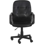 Chaise de bureau pivotante avec hauteur réglable siège ergonomique en simili cuir noir fauteuil de bureau pour ordinateur gamer - Noir