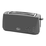 Quest 4 Slice Toaster Grey - Extra Wide Long Slots for Crumpets and Bagels - 6 Settings - Reheat and Defrost
