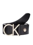 Calvin Klein Ck Gold Logo Belt - Black, Black, Size 75, Women