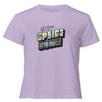 Stranger Things Greetings From The Upside Down Women's Cropped T-Shirt - Lilac - S - Lilac
