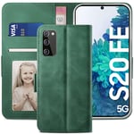 YATWIN Samsung Galaxy S20 FE Case, Samsung S20 FE Flip Wallet Leather Case with Card Slot and Shockproof Function Kickstand Phone Cases Cover for Samsung S20 FE - Green
