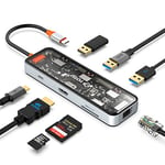 Station d'accueil Totu, hub USB C, hub Type C 8 en 1 avec 4K HDMI, Ethernet, 100W PD, 2 USB 3.0, 1 USB 2.0, SD/TF, pour MacBook et Autres Ordinateurs Portables Type C