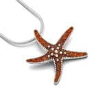 DUR Pendentif étoile de mer pour collier en argent sterling 925 avec ambre 33 mm P3398, 33 mm, Argent sterling, Pas de gemme