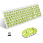 LeadsaiL KF29 Wireless Keyboard and Mouse Set, Wireless USB Mouse and Compact Computer Keyboards Combo, QWERTY UK Layout for HP/Lenovo Laptop and Mac-Grass Green
