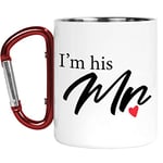 Carabiner Mug | Camper Cup | Thermal Mugs | I'm His Mr | Husband Hubby Boyfriend Couple's Gift Valentines Lover Outdoors Walking | CMBH267