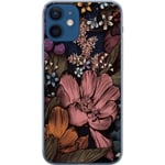 Apple iPhone 12  Transparent Mobilskal Tecknade blommor