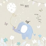 Baby boy - kort m/elefant (15 x 15cm)