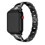 Apple Watch SE 40mm Smalt länkarmband med glittrande stenar, svart