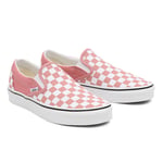 VANS Checkerboard Classic Slip-on Shoes ((checkerboard) Rosette/true White) Women Pink, Size 10