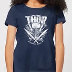 T-Shirt Femme Marvel - Thor Ragnarok - Logo du Marteau de Thor - Bleu Marine - S