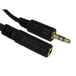 FPUK 3.5mm Jack Headphone/Mic Extension Cable Lead, Black - 3m