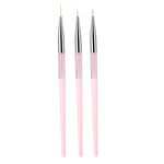 3-pack Nagelkonst Dotting Liner Pen UV Gel Målnings Penna Ritverktyg Set Rhinestone Handtag (Rosa)