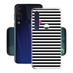 ZhuoFan Motorola Moto G8 Play/One Macro Case, Phone Case Transparent Clear with Pattern Ultra Slim Shockproof Gel TPU Silicone Back Cover Bumper Skin Cases for Moto G8 Play Phone, Stripe black