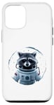Coque pour iPhone 14 drôle astronaute mignon animal raton laveur avec étoiles dans l'espace chat