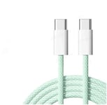 NÖRDIC 2m USB 2.0 USB-C til C-kabel for iPhone 15/15 Pro/15 Plus/15 Pro Max 2,4A 480Mbps 60W grønn