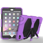 BAUBEY Kids Case for iPad Mini 4/5 7.9 Inch,Hybrid Three Layer Armor Shockproof Rugged Drop Protection Cover Case Built with Kickstand for iPad Mini 4,iPad Mini 5 (Purple)