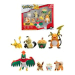 BANDAI 8 Battle Bandai -figurer - Pokémon Pikachu, Evoli, Dratatin, Togepi, Caninos, Mimiqui, Raichu Och Brutalé