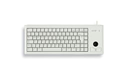 CHERRY Compact Keyboard G84-4400, disposition allemande, clavier QWERTZ, clavier filaire, clavier mécanique, mécanique ML, trackball optique intégré plus 2 boutons de souris, gris clair