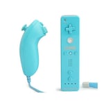 2 in 1 Manette Wiimote Controller Nunchuk intégré Motion Plus pour Nintendo Wii Bleu + cas en silicone