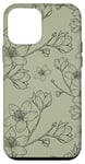 Coque pour iPhone 12 mini Fleurs de cerisier Boho Blossom sur vert sauge