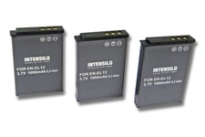3x Batterie Li-Ion INTENSILO pour appareil photo, caméscope Nikon CoolPix S6150, S6200, S6300, S8000, S8100, S8200, S9100, S9200 Remplace: EN-EL12.