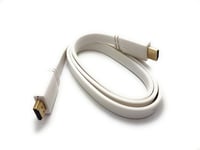 MainCore White 1m Long Flat HDMI to HDMI Cable/Lead Ultra HD (4K) 3D-compatible + Ethernet/network/Gold-Plated (Available in 1m, 1.5m, 1.8m, 2m, 3m, 5m, 10m) (1m)