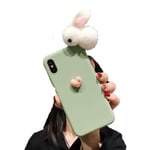 3D Cute Rabbit Phone Case For iphone 11 Pro XS Max XR X 8 7 Plus SE 5 5S Girls Women Candy Color Soft TPU Silicone Cover-green-For iphone11 Pro Max
