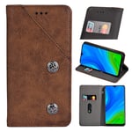 Oppo A72 Premium Leather Wallet Case [Card Slots] [Kickstand] [Magnetic Buckle] Flip Folio Cover for Oppo A72 Smartphone(Brown)