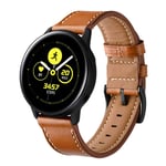 Myada Compatible for Samsung Galaxy Watch 3 Strap 41mm Leather 20mm Sport Wristband Wrist Strap Metal Bracelet Replacement Strap for Samsung Galaxy Watch 3 41mm/42mm/Active/Active 2 40mm 44mm, Brown