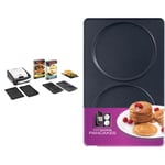 Tefal Croque gaufres et sandwiches, 2 jeux de plaques inclus, Rangement facile & Tefal Coffret Snack Collection de 2 plaques pancakes plus livre de recettes XA801012, Noir