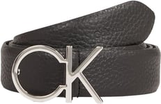 Calvin Klein Women Belt Ck Logo Belt 3.0 Pebble Leather, Black (Ck Black), 100 cm