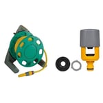 Hozelock Compact Hose Reel with 25 m Hose with Connectors - Colour May Vary & Hozelock 2274 Multi Tap Connector Set